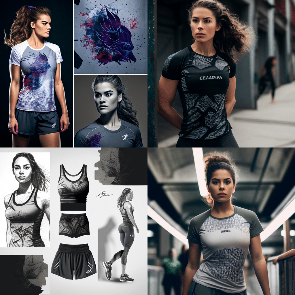 Midjourney of a womens athletic apparel brand that starts with A