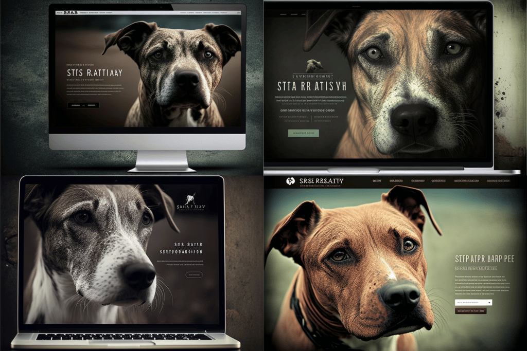 Midjourney of Beautiful website for stray rescue