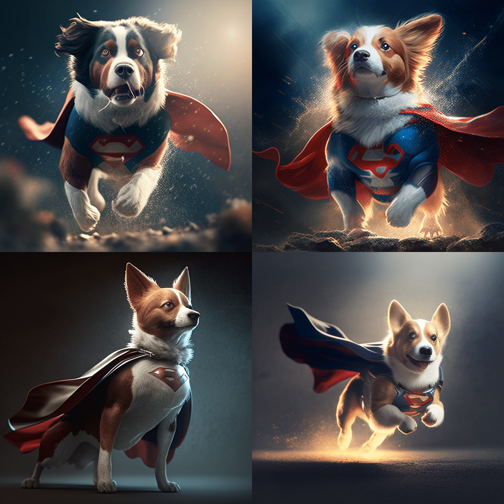 Midjourney of Superhero Dog